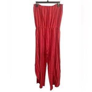 DREW Linen Blend Strapless Striped Jumpsuit